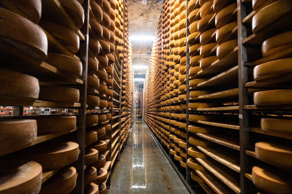 Surplus cheese has been stores in caves below the Missouri.